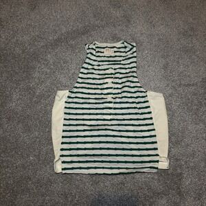 NATION LTD White and Green Stripes Valentina Tank Top Travel Beach Cotton